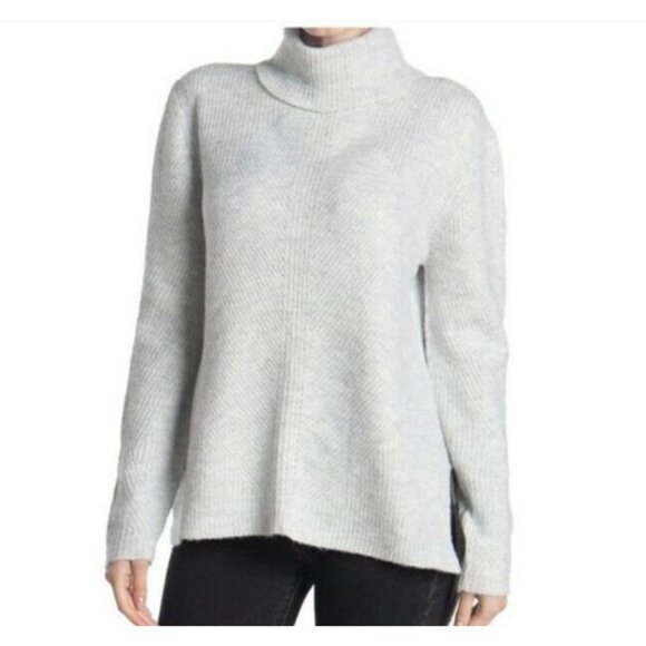 Sweet Romeo Abstract Rib Knit Turtleneck Tunic Sweater Heather Grey‎ S - Picture 1 of 4